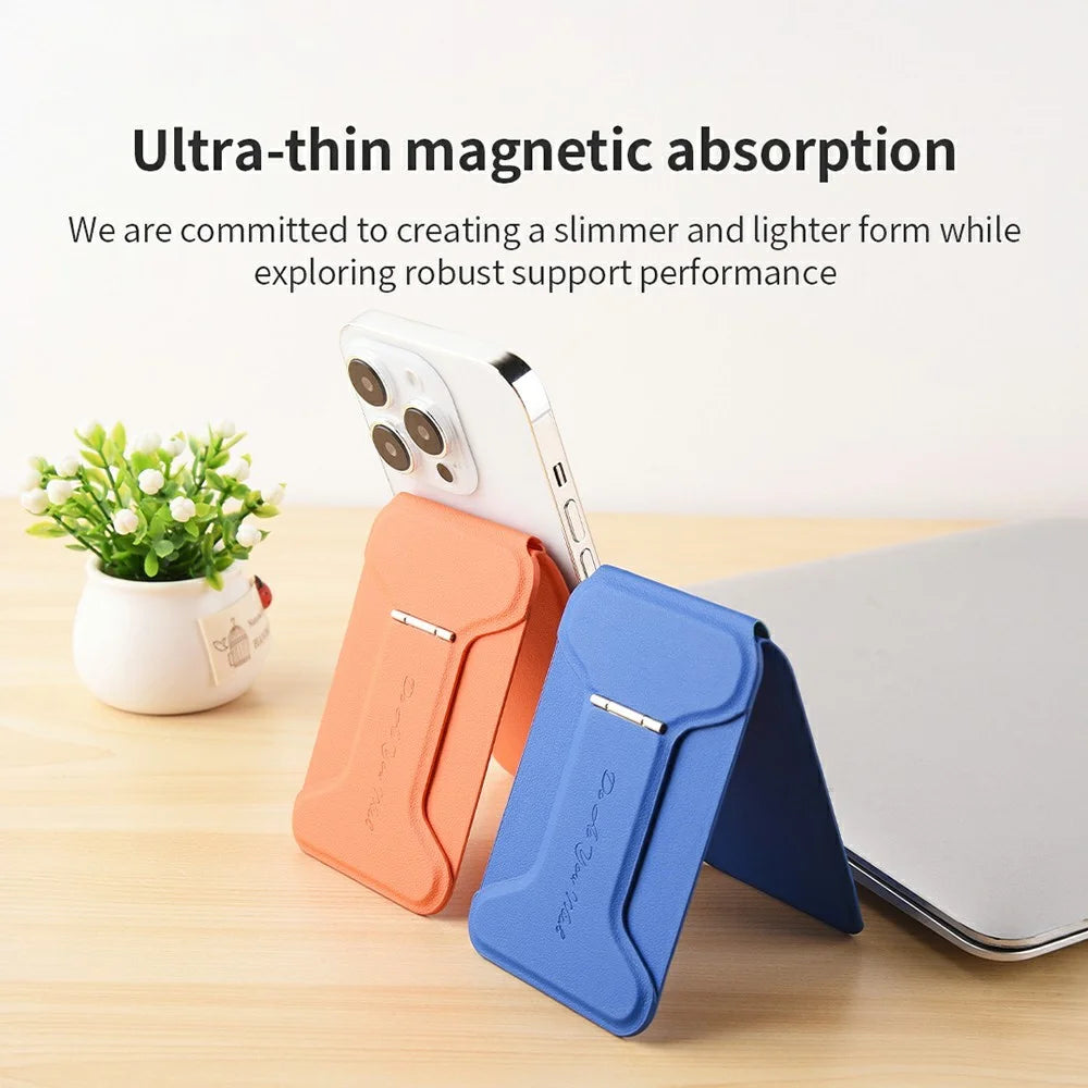DO AS YOU WISH Foldable Square Magnetic Phone Stand with Magnetic Plate 30-90° Adjustable Phone Desktop Holder Small Rotating Shaft - Grey - 4