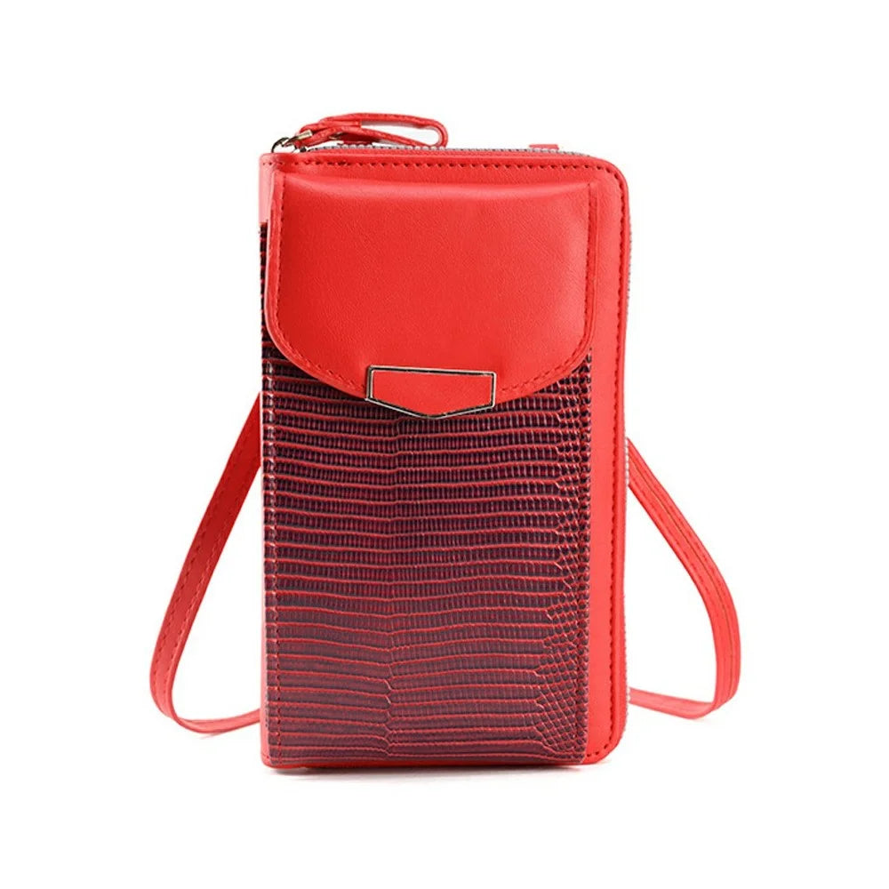 Universal Smartphone Crossbody Wallet PU Leather Clutch with Multi-Card Slots (18.5 x 11 x 5CM) - Red - 1