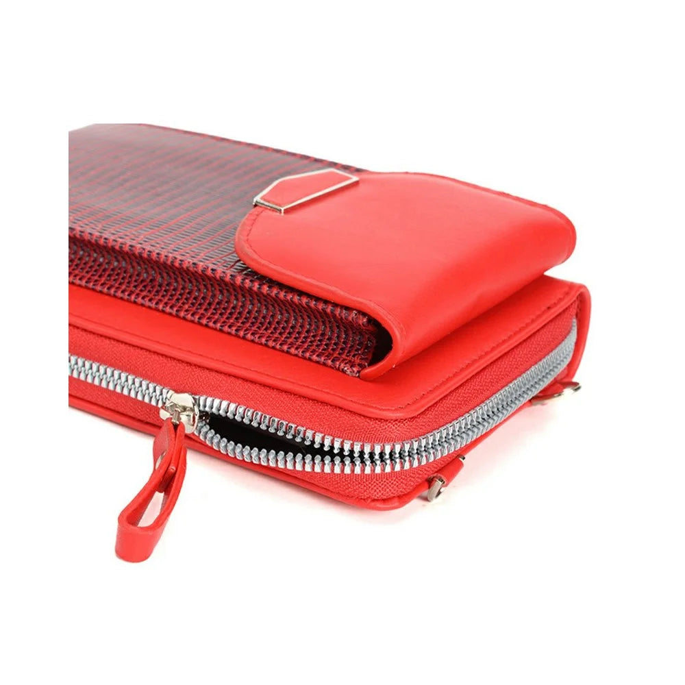 Universal Smartphone Crossbody Wallet PU Leather Clutch with Multi-Card Slots (18.5 x 11 x 5CM) - Red - 4