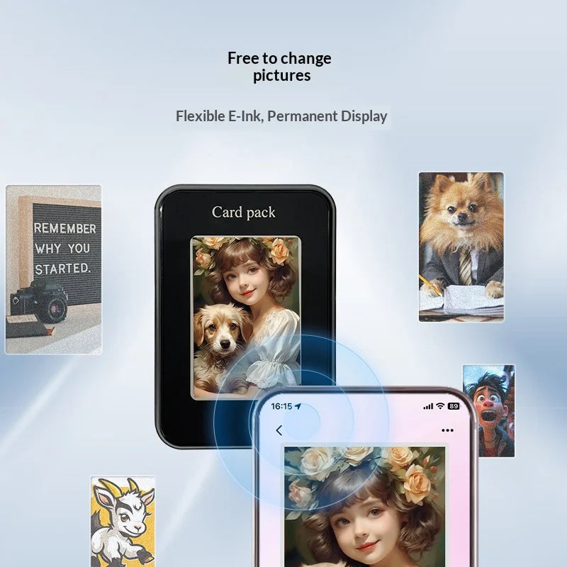 For iPhone DIY Picture E-Ink Screen Card Bag Phone Stand Compatible with MagSafe, No Battery Required - Black - 3