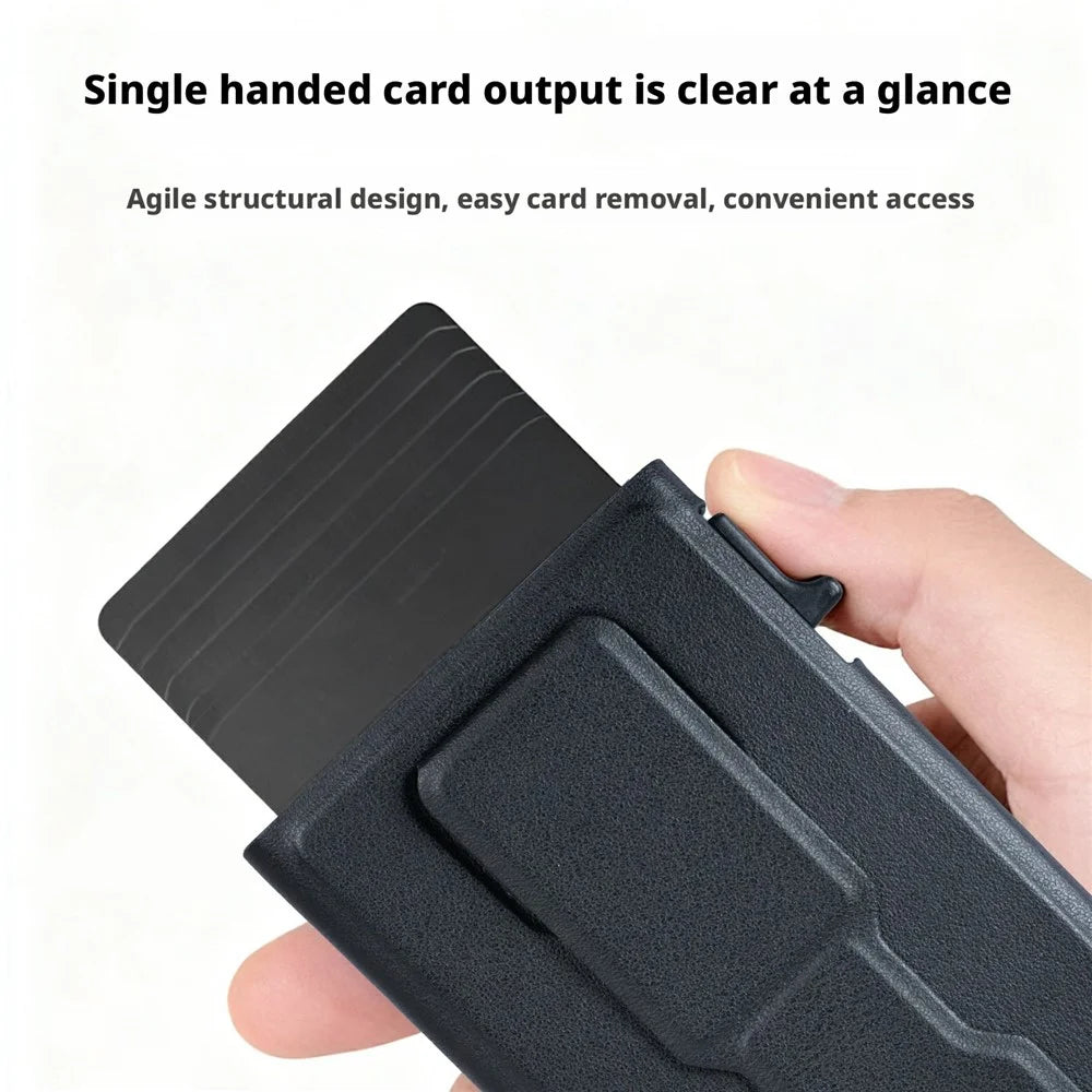 Magnetic Auto Pop-Up Card Holder for Cell Phones Back Kickstand RFID / NFC Blocking - Blue - 2