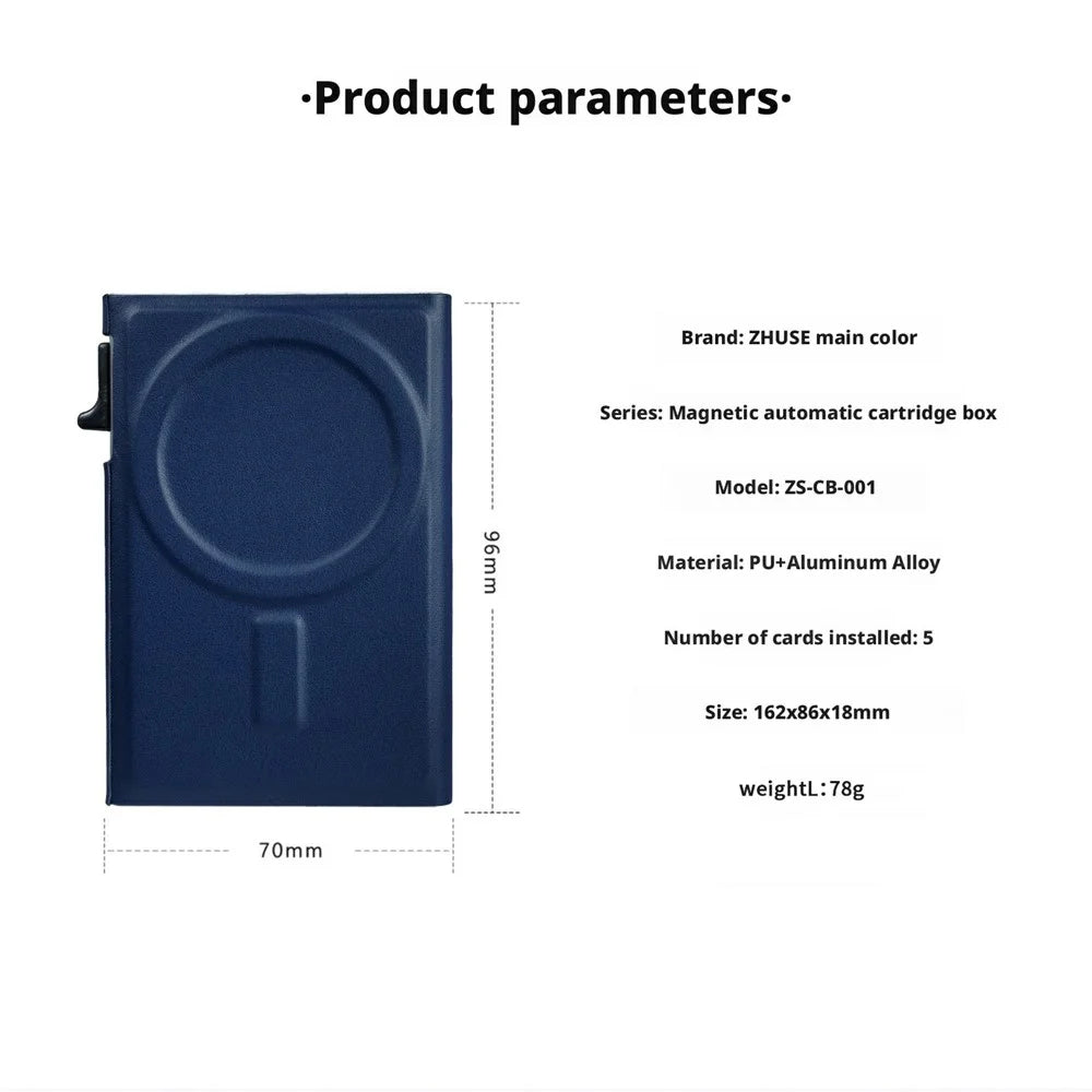 Magnetic Auto Pop-Up Card Holder for Cell Phones Back Kickstand RFID / NFC Blocking - Blue - 7