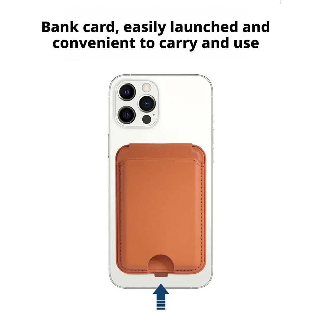 Magnetic Phone Card Holder Kickstand with Folding Hinge Cell Phone Card Bag - Brown - 5