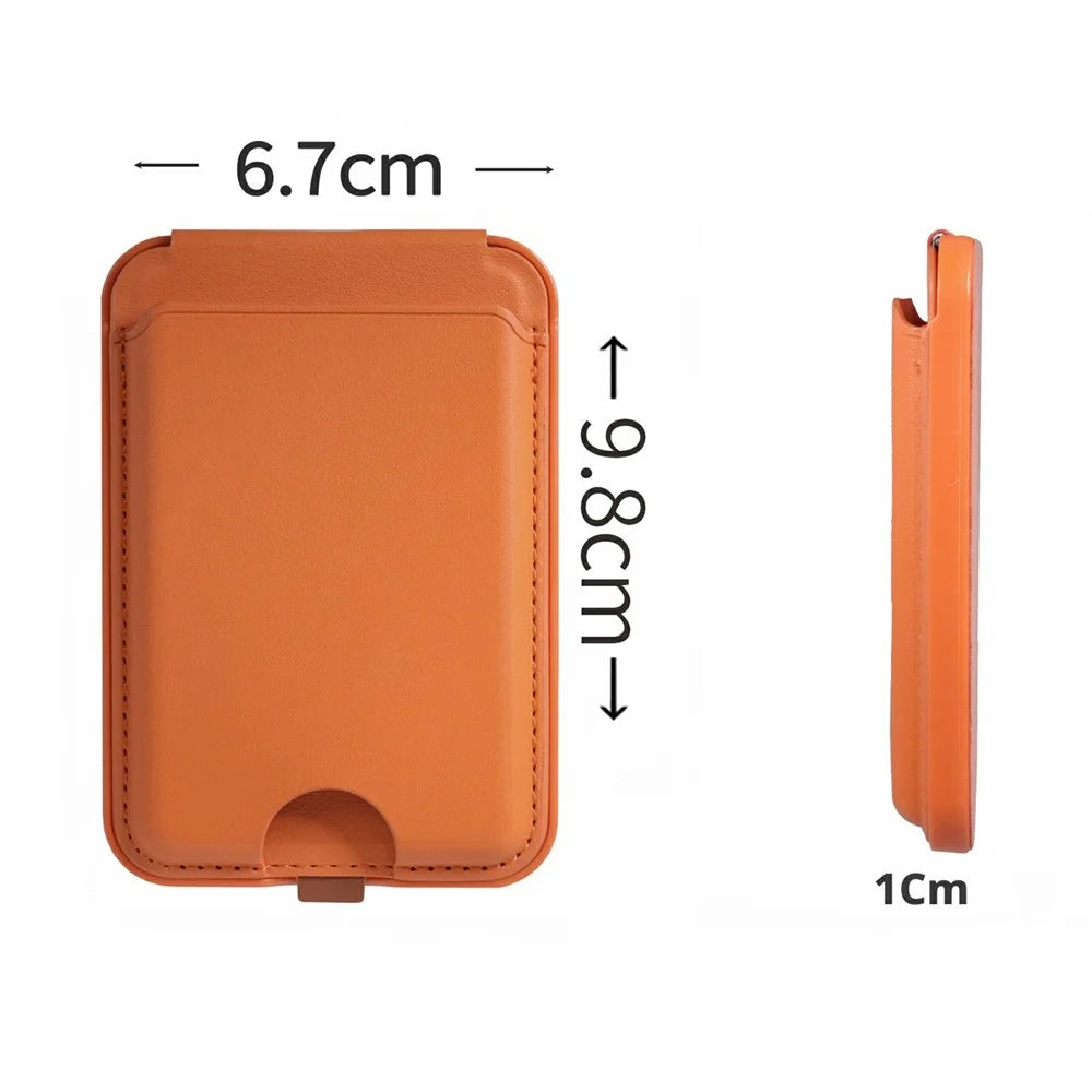 Magnetic Phone Card Holder Kickstand with Folding Hinge Cell Phone Card Bag - Brown - 7
