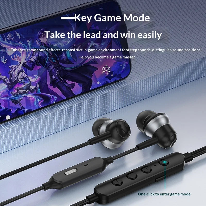 GC0098 150cm Type-C Wired Earphones with Mic Deep Bass Magnetic Gaming Earphones for iPhone/Huawei - White - 3