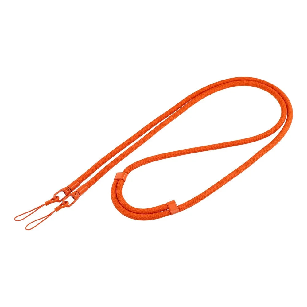 7MM Double Clasp Adjustable Lanyard Polyester Zinc Alloy Shoulder Strap for Dual-Hole Phone Cases - Orange Red - 1