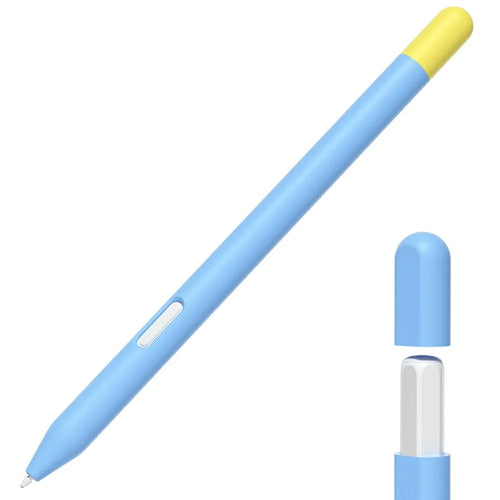 For Samsung Galaxy Tab S11  /  S11 Ultra S Pen Case Silicone Sleeve Contrast Color Stylus Pen Cover with Dual Pen Caps - Sky Blue - 1