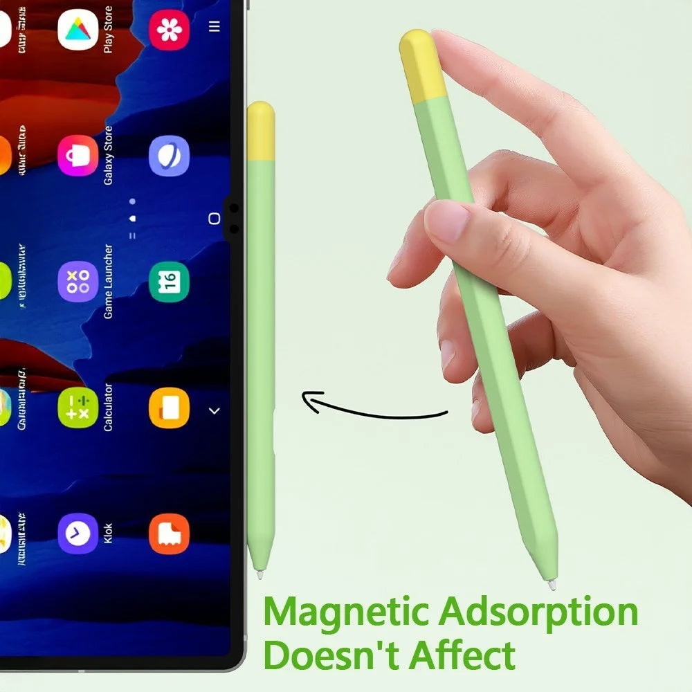 For Samsung Galaxy Tab S11  /  S11 Ultra S Pen Case Silicone Sleeve Contrast Color Stylus Pen Cover with Dual Pen Caps - Sky Blue - 3