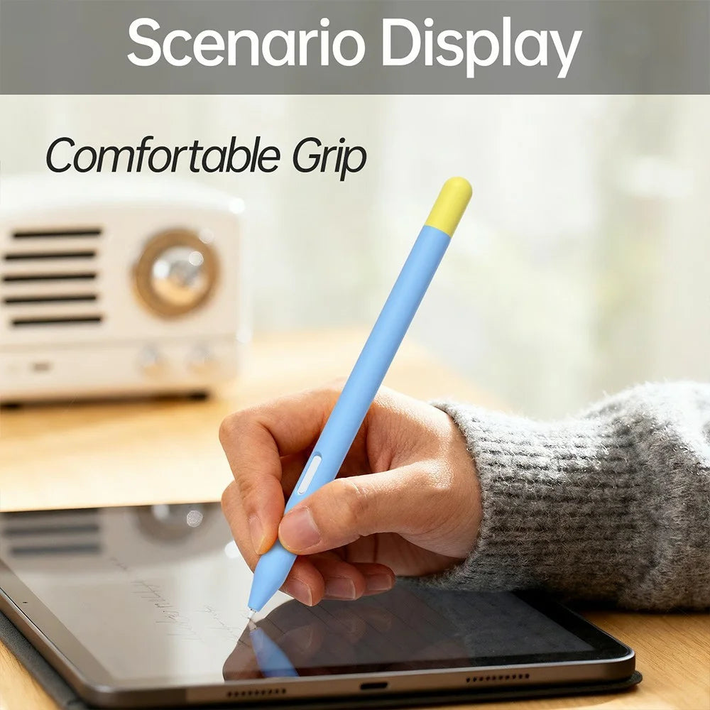 For Samsung Galaxy Tab S11  /  S11 Ultra S Pen Case Silicone Sleeve Contrast Color Stylus Pen Cover with Dual Pen Caps - Sky Blue - 7