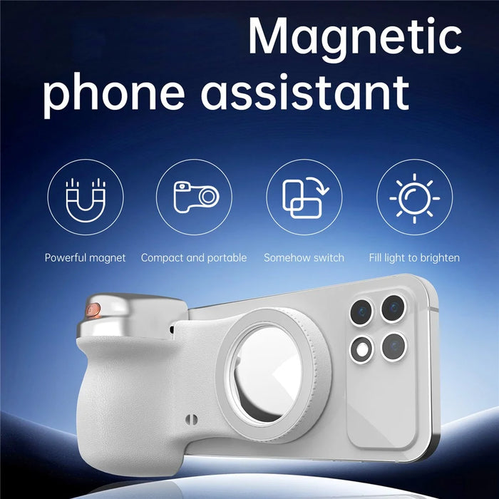 K02 Magnetic Camera Assistant Wireless Bluetooth-Compatible Phone Holder for Self-Portrait Handheld Stabilizer - White - 4