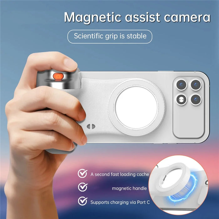 K02 Magnetic Camera Assistant Wireless Bluetooth-Compatible Phone Holder Stabilizer with Fill Light for Self-Portrait - White - 3