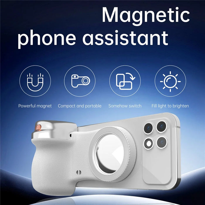 K02 Magnetic Camera Assistant Wireless Bluetooth-Compatible Phone Holder Stabilizer with Fill Light for Self-Portrait - White - 4