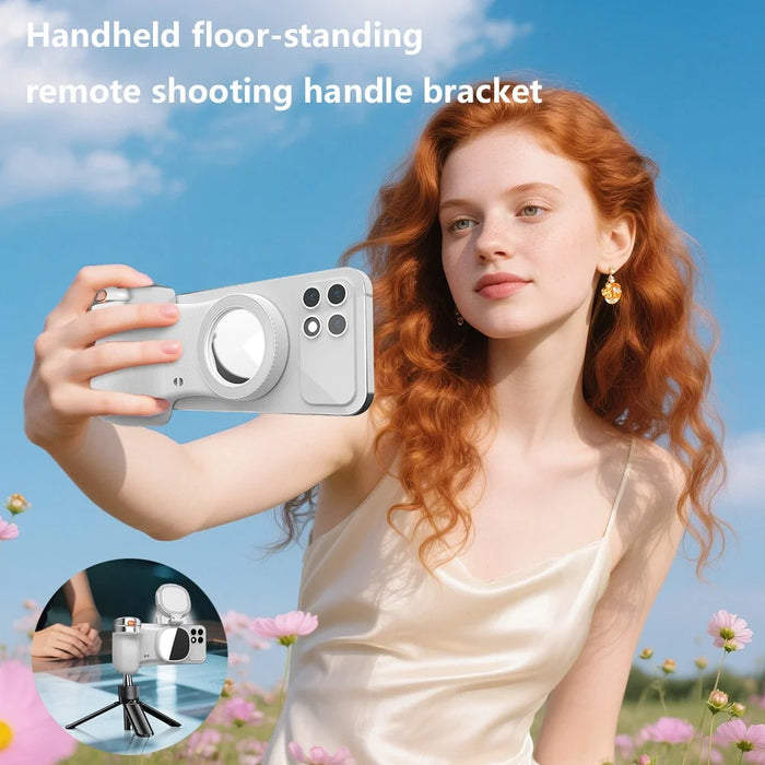 K02 Magnetic Camera Assistant Wireless Bluetooth-Compatible Phone Holder Stabilizer with Fill Light for Self-Portrait - White - 5