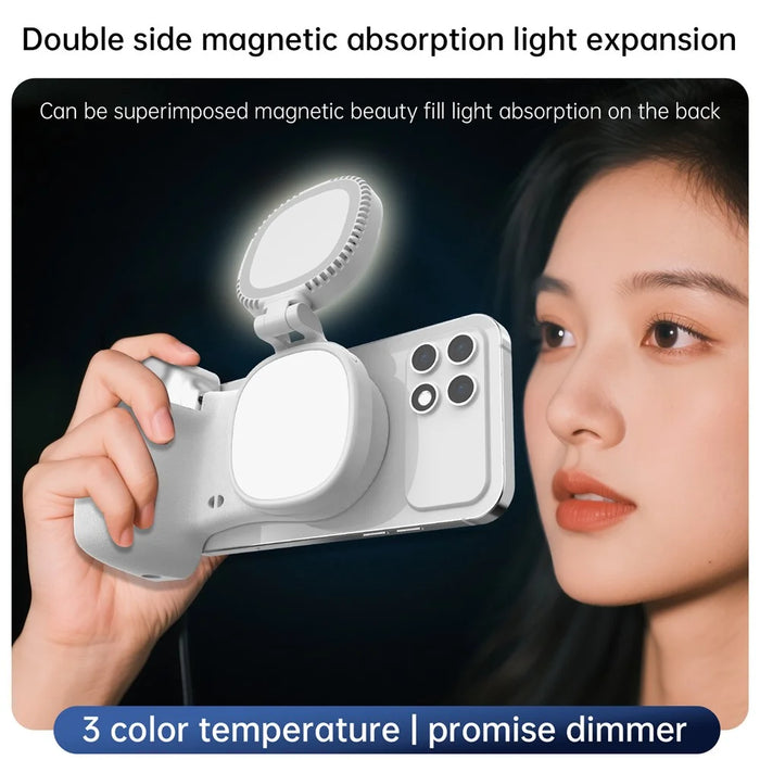 K02 Magnetic Camera Assistant Wireless Bluetooth-Compatible Phone Holder Stabilizer with Fill Light for Self-Portrait - White - 7