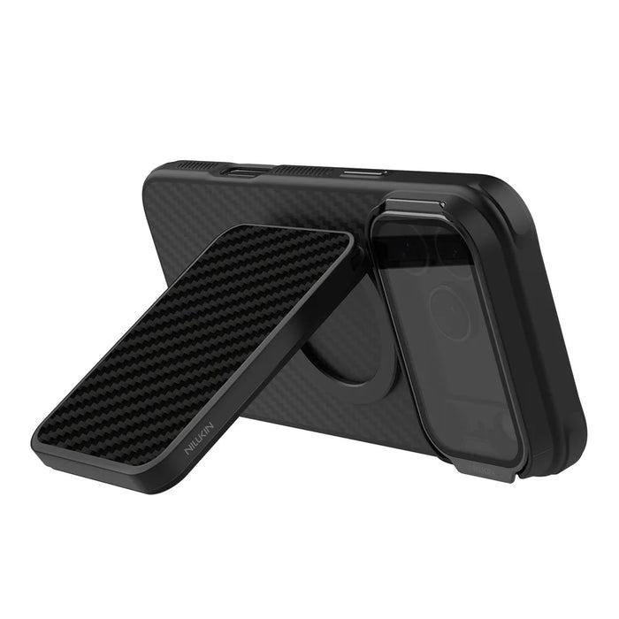 NILLKIN FiberMate Magnetic Phone Card Bag Ultra Slim Aramid Fiber RFID Blocking Card Holder with Stand Function - Black - 4