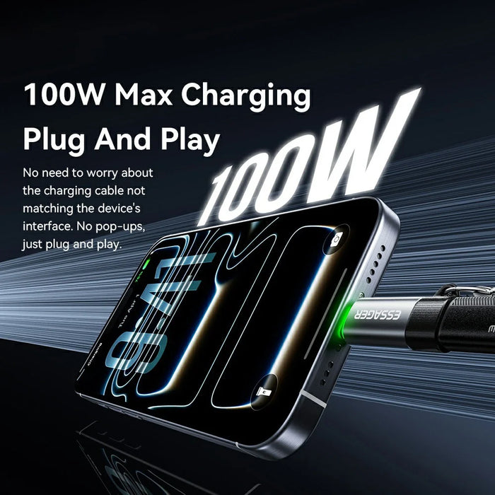 ESSAGER Smart Power Cut-off Adapter Type-C 100W 5A Charging Converter with LED Indicator - 4
