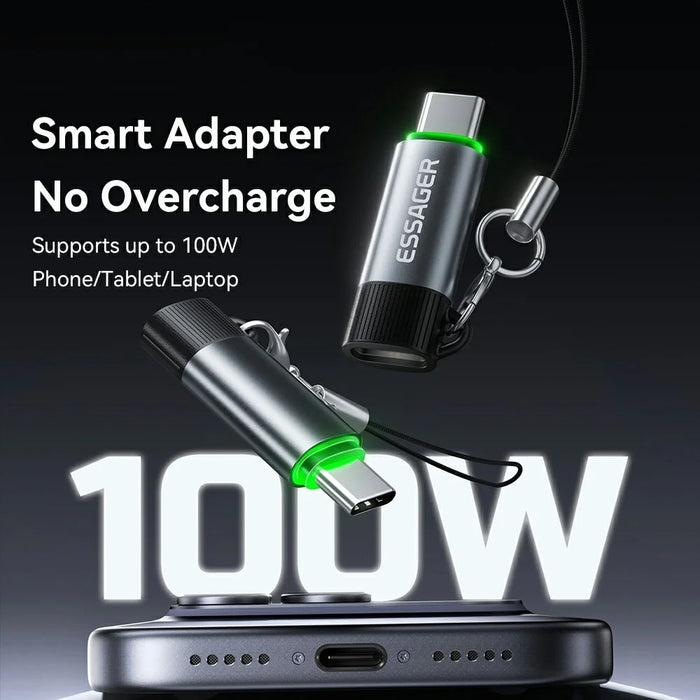 ESSAGER Smart Power Cut-off Adapter Type-C 100W 5A Charging Converter with LED Indicator - 5
