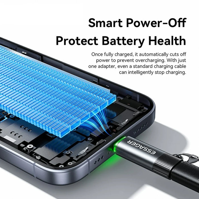 ESSAGER Smart Power Cut-off Adapter Type-C 100W 5A Charging Converter with LED Indicator - 6