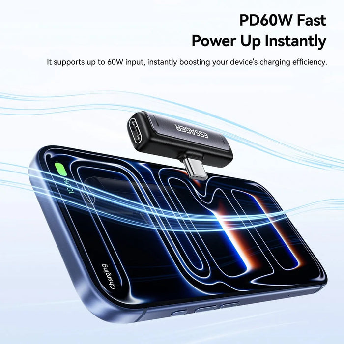 ESSAGER Type-C to Type-C Audio Charging Adapter 2 in 1 60W PD Fast Charging Converter for Phone Tablet - 7