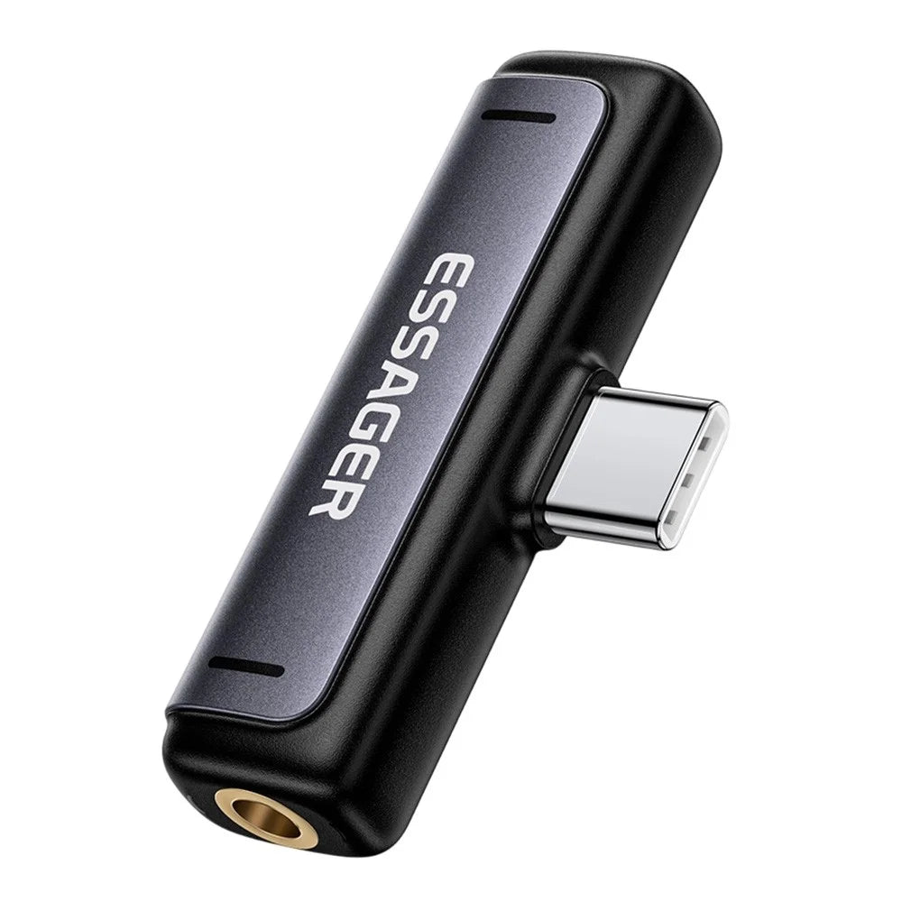 ESSAGER 2-in-1 Adapter Type-C to Type-C 3.5mm (Audio) PD60W Fast Charging Converter for Phone Tablet - 1