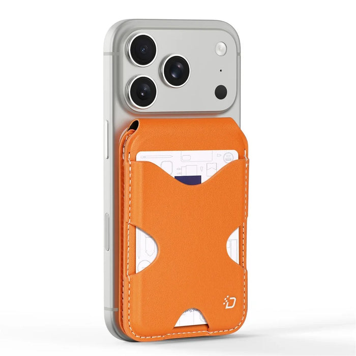 DUX DUCIS PAPO Series Ultra Slim Magnetic Card Holder with Kickstand Butterfly Design RFID Blocking PU Leather Card Bag - Orange - 1
