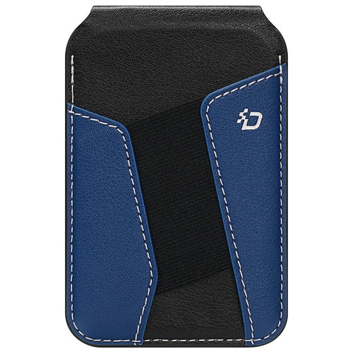 DUX DUCIS KERN Series Magnetic Card Holder with Stand 3 Slots RFID Blocking PU Leather Wallet - Black & Blue - 1
