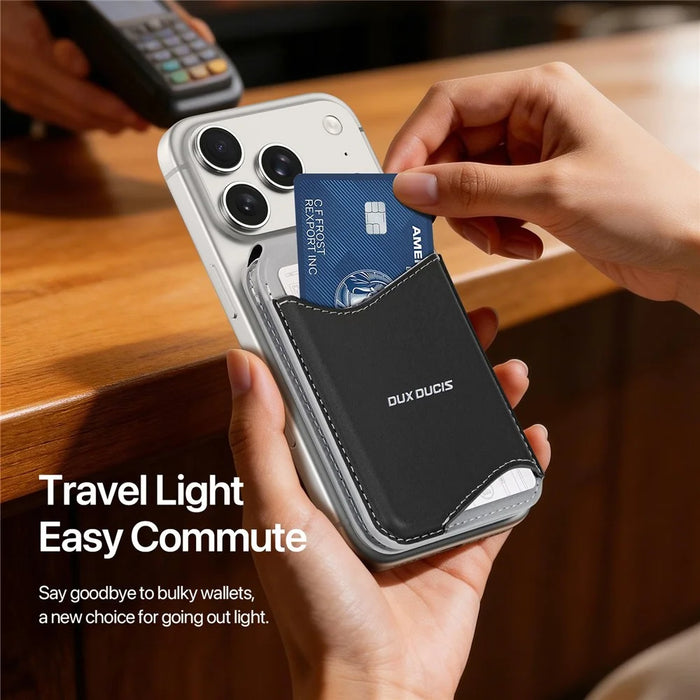 DUX DUCIS ARCH Series Phone Magnetic Card Holder Kickstand PU Leather RFID Blocking Wallet - Grey & Black - 6