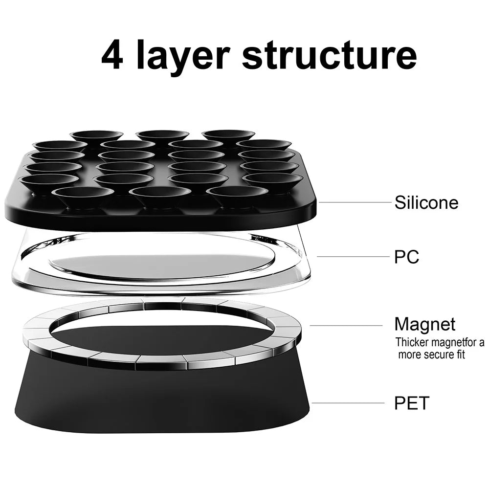 Magnetic Suction Cup Phone Mount Compatible with MagSafe Case Wall Stand Square Anti-Slip Holder - Orange - 3
