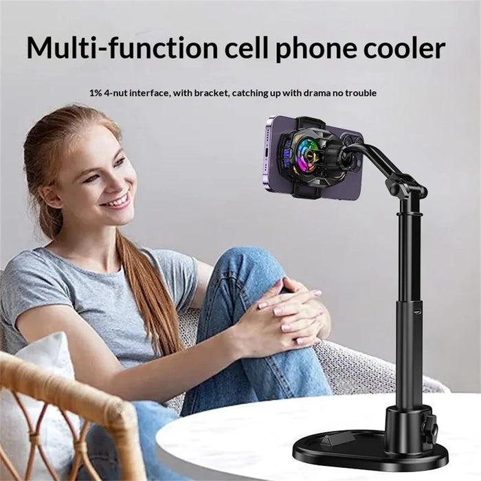 K32 Semiconductor Phone Cooler Dual Fan AI Temperature Control RGB Gaming Phone Radiator for Live Streaming- Black - 7