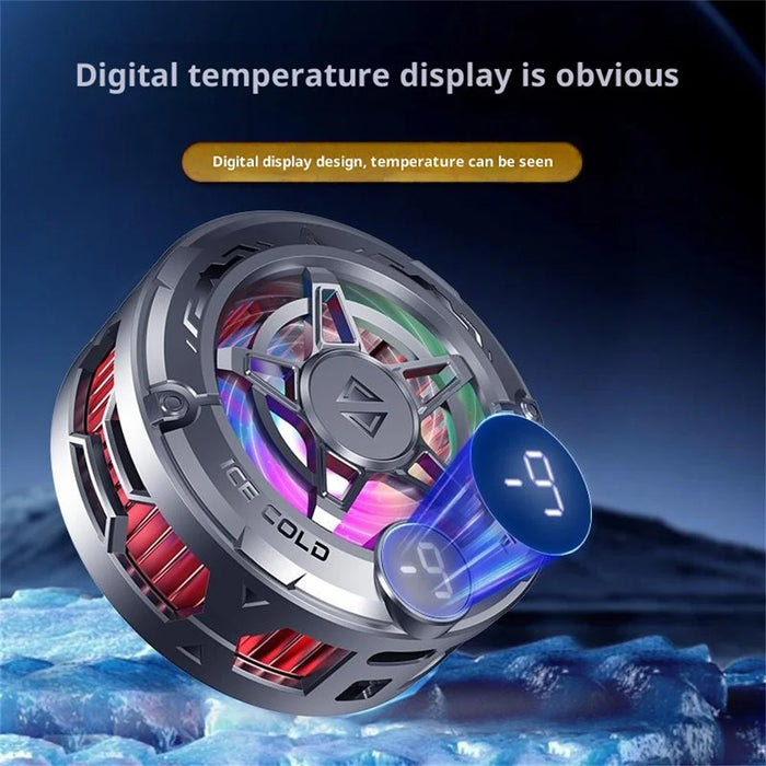 K20 Magnetic Phone Cooler with Clip Semiconductor Cooling Fan RGB Light Digital Display Radiator for Gaming - Black - 6