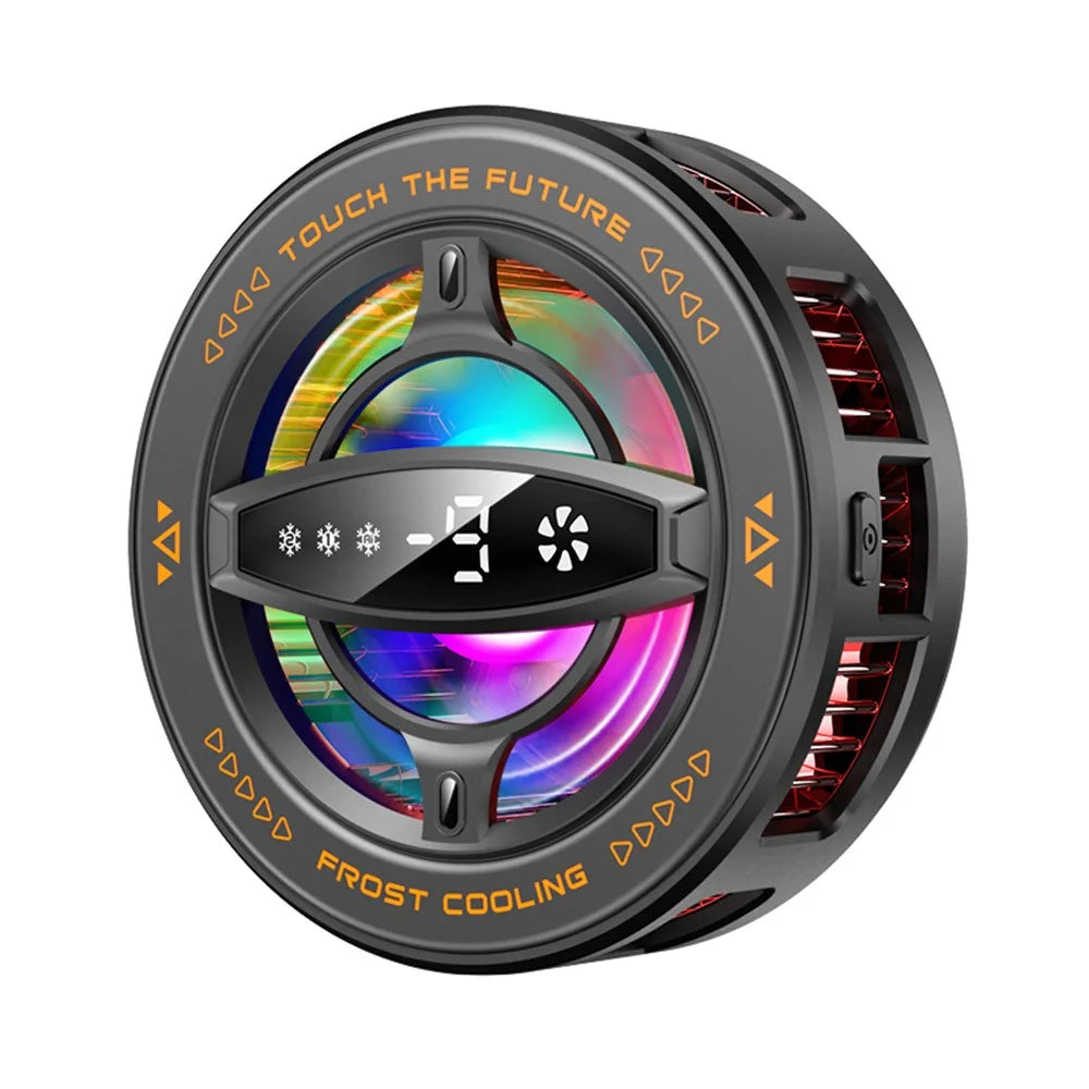 K26 Magnetic Phone Cooler with Clamp AI Smart Temperature Control RGB Light Cooling Fan for Gaming - Black - 1