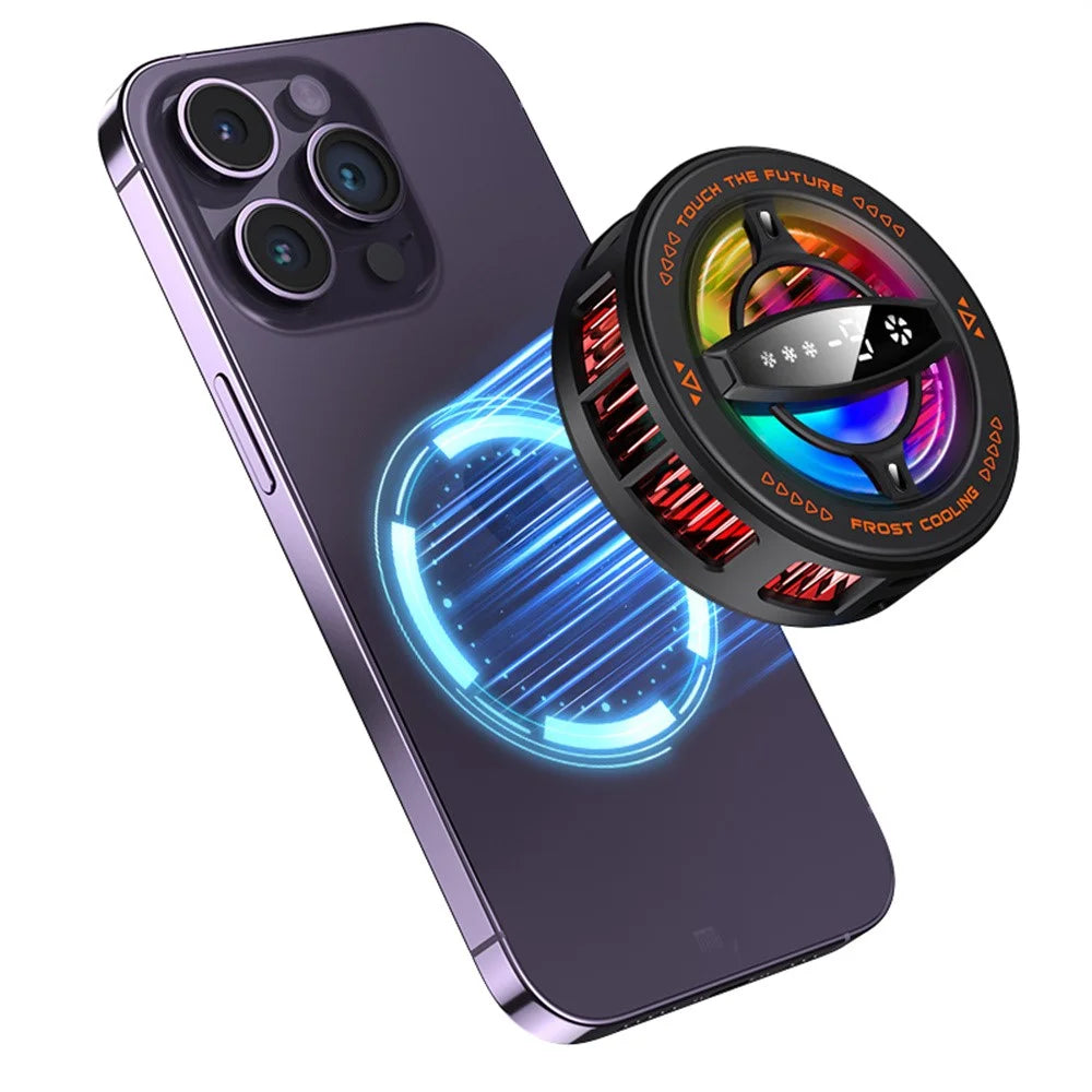 K26 Magnetic Phone Cooler with Clamp AI Smart Temperature Control RGB Light Cooling Fan for Gaming - Black - 2