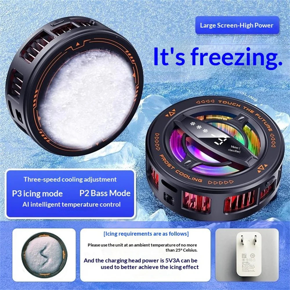 K26 Magnetic Phone Cooler with Clamp AI Smart Temperature Control RGB Light Cooling Fan for Gaming - Black - 4