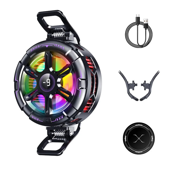K21 Digital Display Magnetic Phone Cooler AI Temperature Control 3-Speed Clip-on Cooling Fan for Gaming - 1