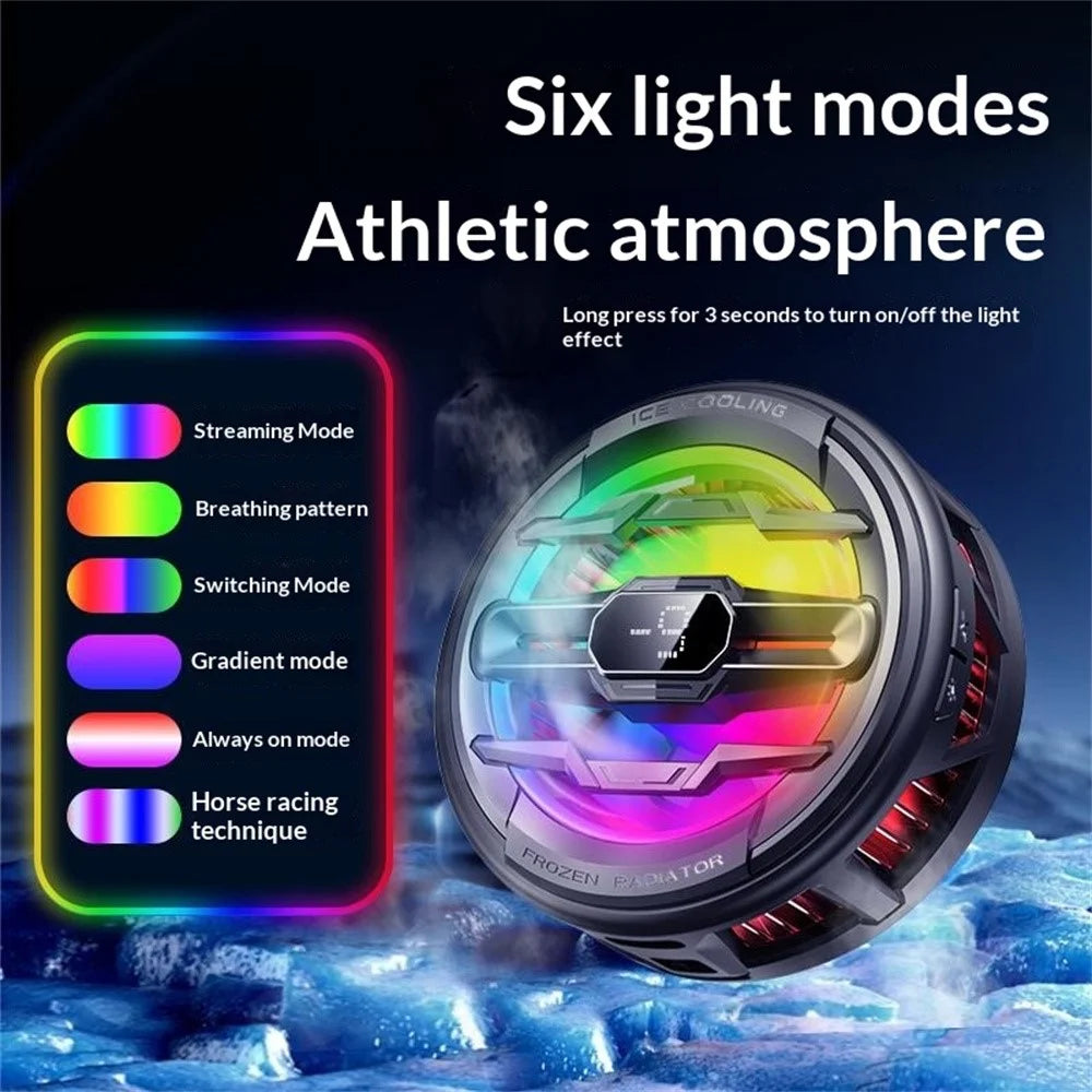 K22 Magnetic Phone Cooler with Clip Digital Display AI Temperature Control 3-Speed Cooling Fan for Gaming - White+Gold - 2