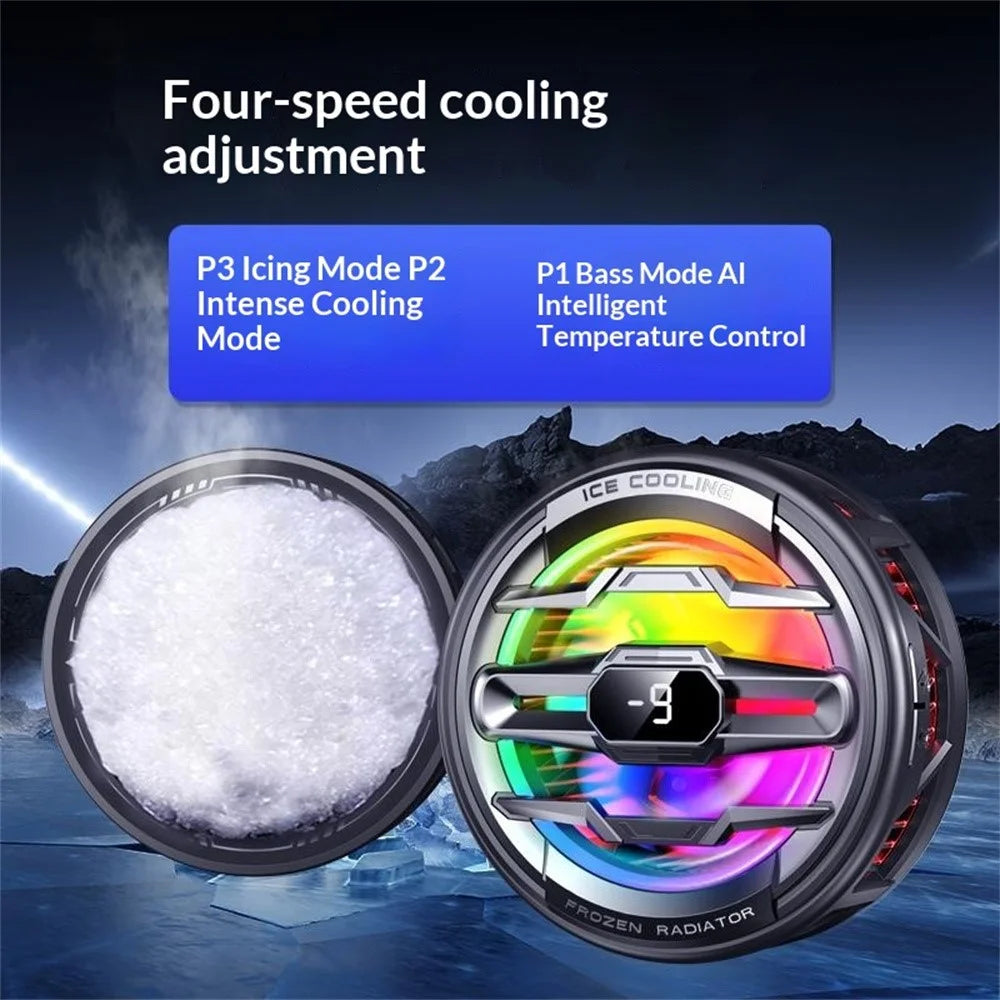 K22 Magnetic Phone Cooler with Clip Digital Display AI Temperature Control 3-Speed Cooling Fan for Gaming - White+Gold - 4