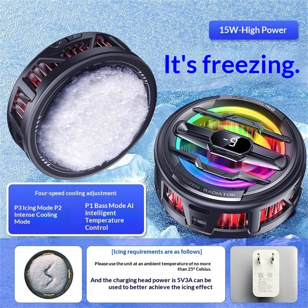 K22 Magnetic Phone Cooler with Clip Digital Display AI Temperature Control 3-Speed Cooling Fan for Gaming - White+Gold - 5