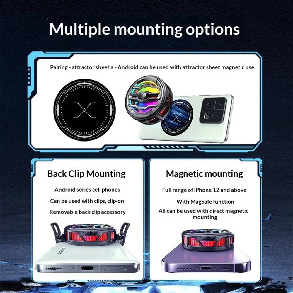 K22 Magnetic Phone Cooler with Clip Digital Display AI Temperature Control 3-Speed Cooling Fan for Gaming - White+Gold - 7