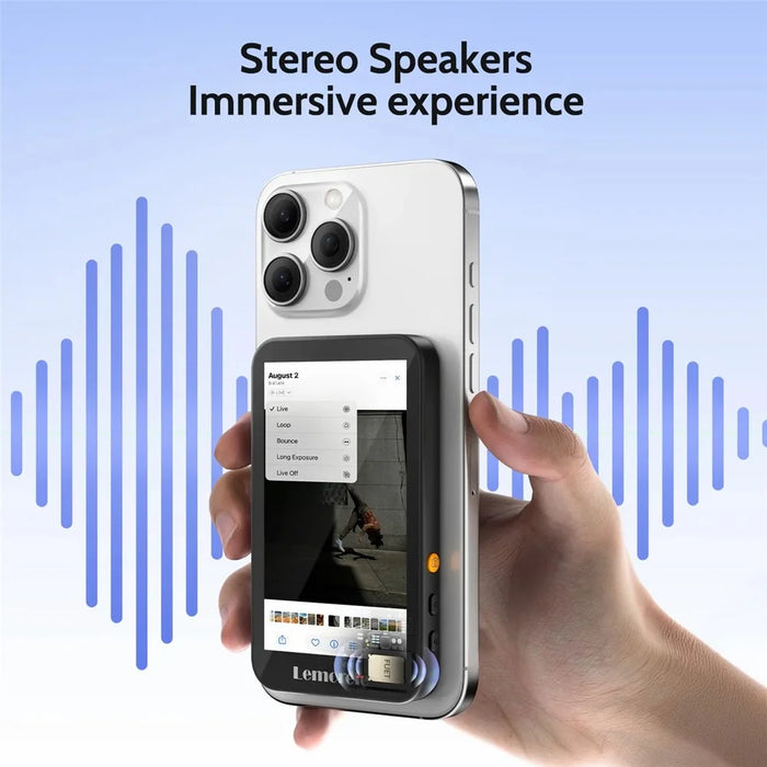 LEMORELE R600 Magnetic Selfie Display Bluetooth-Compatible Zoom Phone Vlog Live Streaming Device - Black - 5