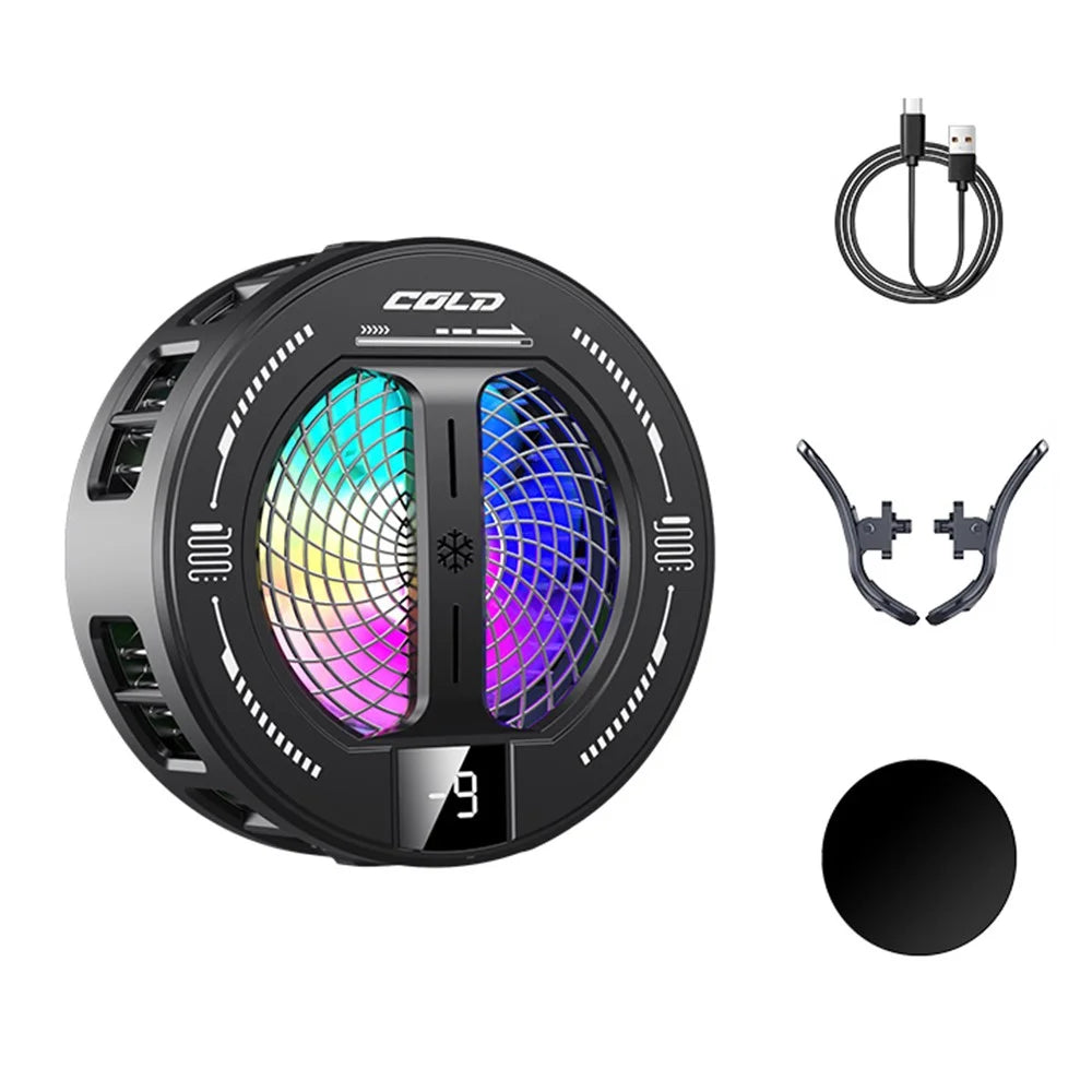 K36 Magnetic Phone Cooler TEC Semiconductor Cooling Digital Display 3-Speed Modes RGB Gaming Radiator - Black - 1