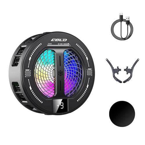 K36 Magnetic Phone Cooler TEC Semiconductor Cooling Digital Display 3-Speed Modes RGB Gaming Radiator - Black - 1