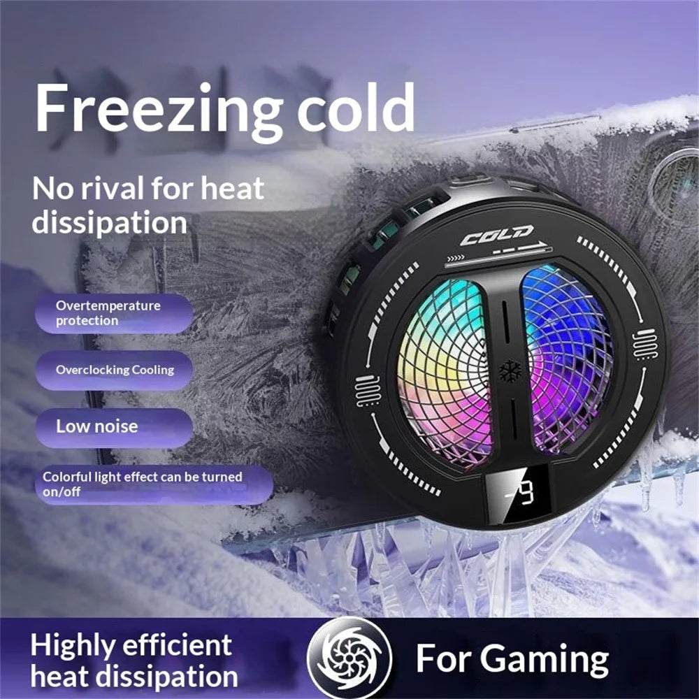 K36 Magnetic Phone Cooler TEC Semiconductor Cooling Digital Display 3-Speed Modes RGB Gaming Radiator - Black - 2