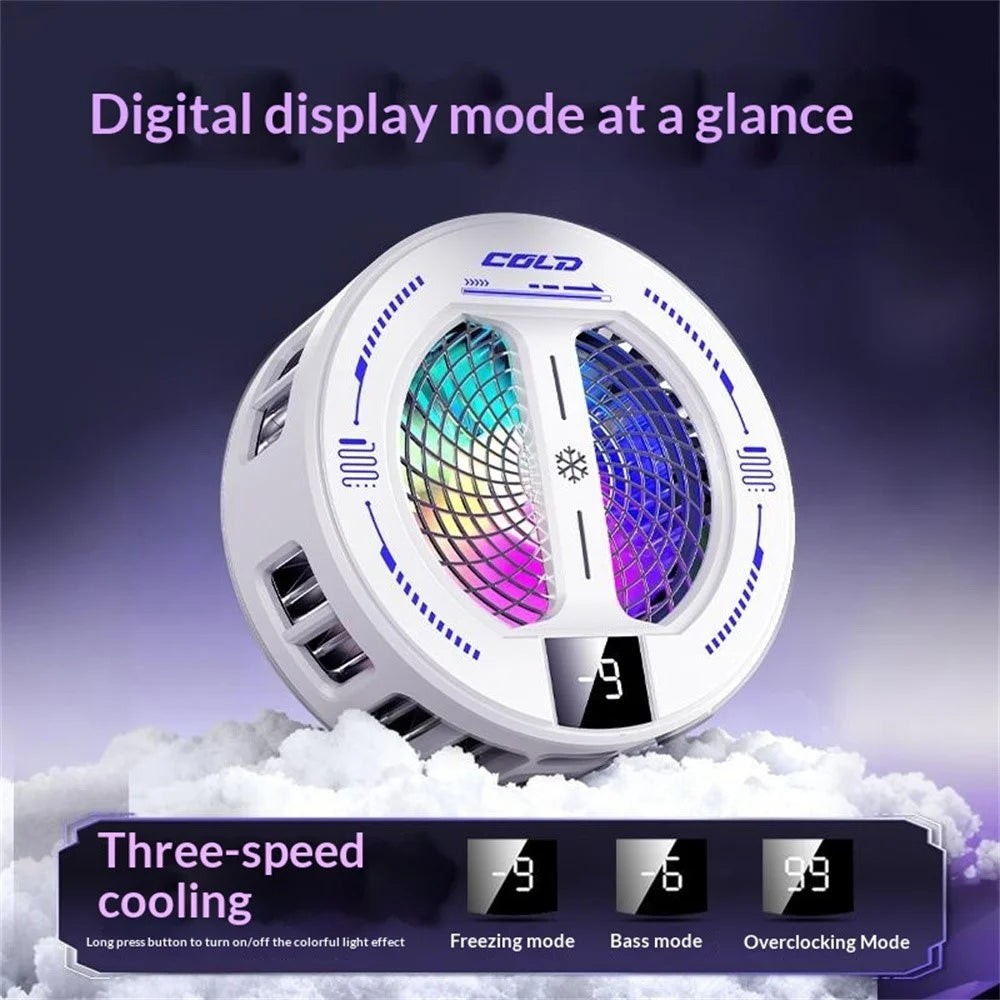 K36 Magnetic Phone Cooler TEC Semiconductor Cooling Digital Display 3-Speed Modes RGB Gaming Radiator - Black - 5