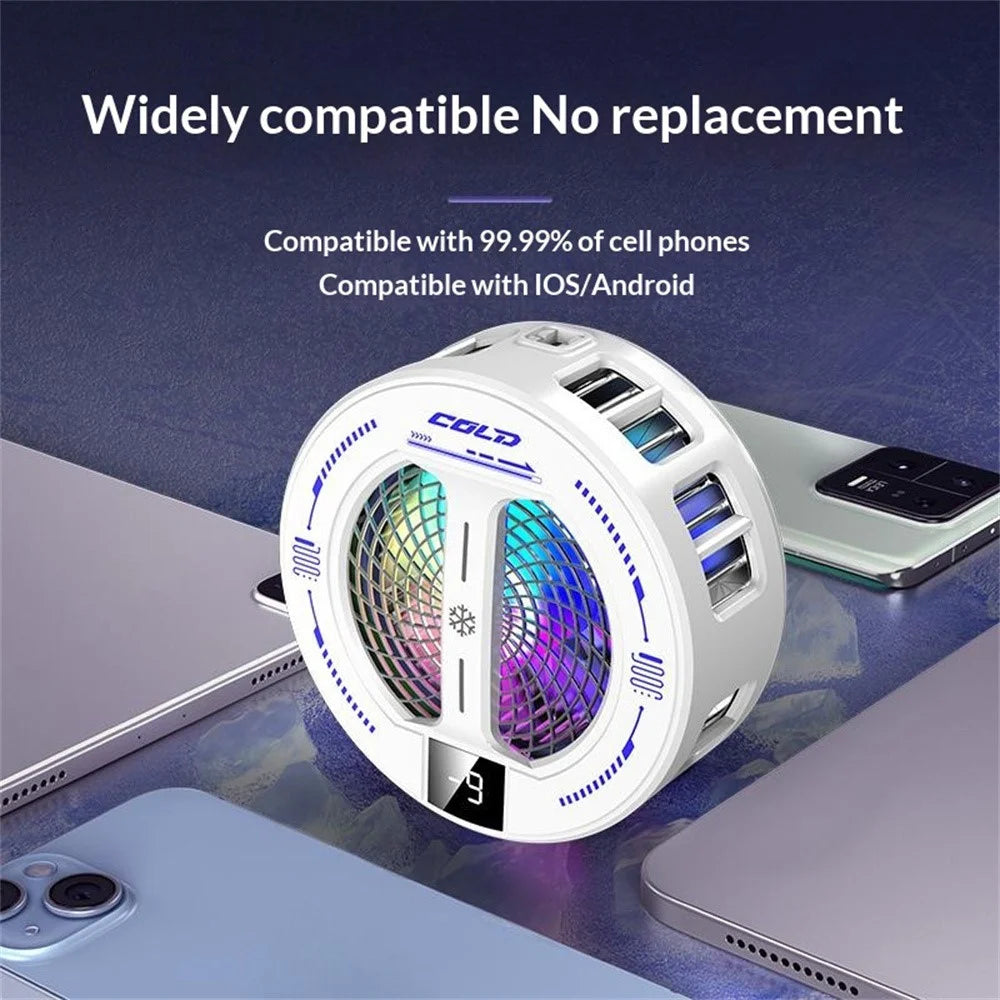 K36 Magnetic Phone Cooler TEC Semiconductor Cooling Digital Display 3-Speed Modes RGB Gaming Radiator - Black - 7