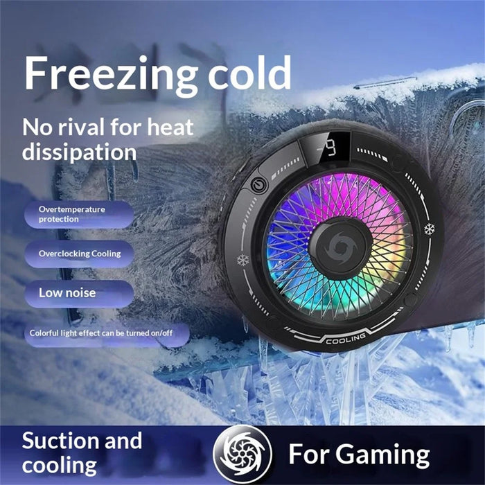 K38 Suction Phone Cooler Magnetic with Digital Display RGB Light 3-Speed TEC Semiconductor Cooling Fan - Black - 2