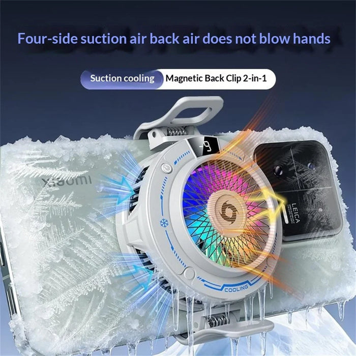 K38 Suction Phone Cooler Magnetic with Digital Display RGB Light 3-Speed TEC Semiconductor Cooling Fan - Black - 3