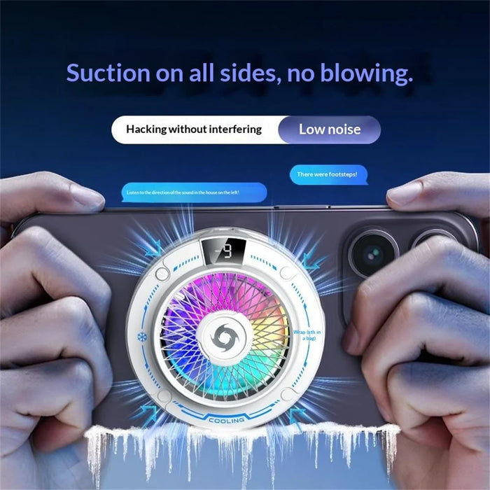 K38 Suction Phone Cooler Magnetic with Digital Display RGB Light 3-Speed TEC Semiconductor Cooling Fan - Black - 4