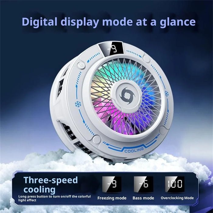 K38 Suction Phone Cooler Magnetic with Digital Display RGB Light 3-Speed TEC Semiconductor Cooling Fan - Black - 6