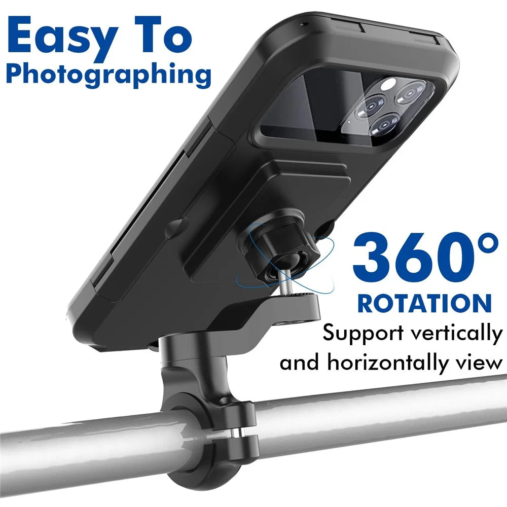 HL-69 Bike Motorcycle Handlebar Rearview Mirror Mount Waterproof Phone Case Cycling Cellphone Touch Screen Holder Bracket - 4