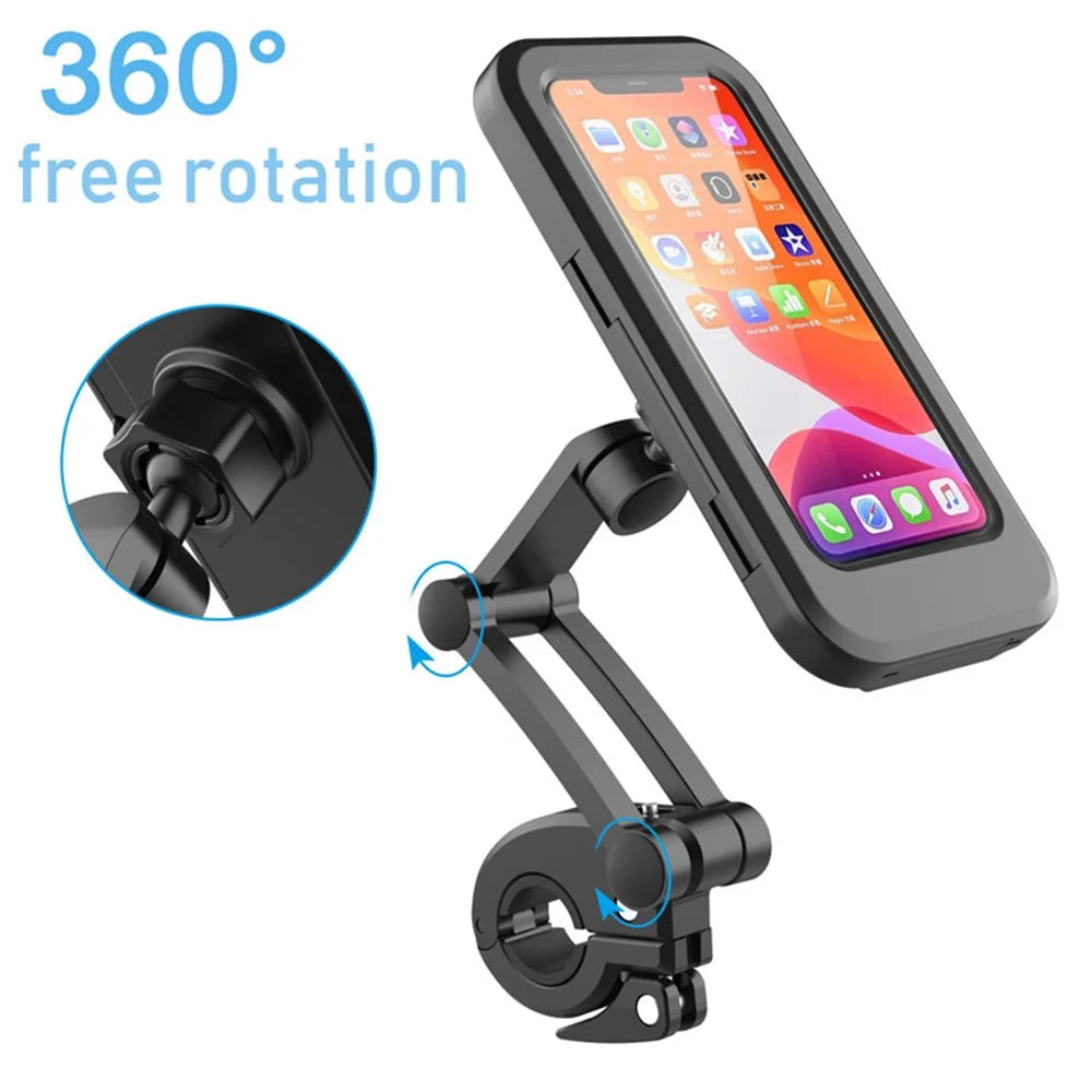HL-69 Bike Motorcycle Handlebar Rearview Mirror Mount Waterproof Phone Case Cycling Cellphone Touch Screen Holder Bracket - 5